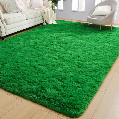 5x8 AROGAN Luxury Soft Shaggy Rug, Feet Bedroom Plush Area Carpet for Living Room, Green Fluffy Shag Rug for Kids