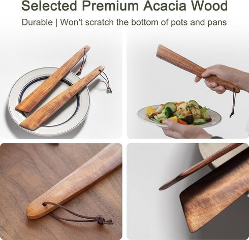 Muso Wood 12" Acacia Wood Spatula for Cooking, Small Flipper, Non-Stick Spatula Set, Multi-Purpose for Flipping and