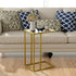 Adompacat C-Shaped End Table, Side Table for Couch,Sofa Snack Table with Tempered Glass & Metal Frame,Small TV Tray