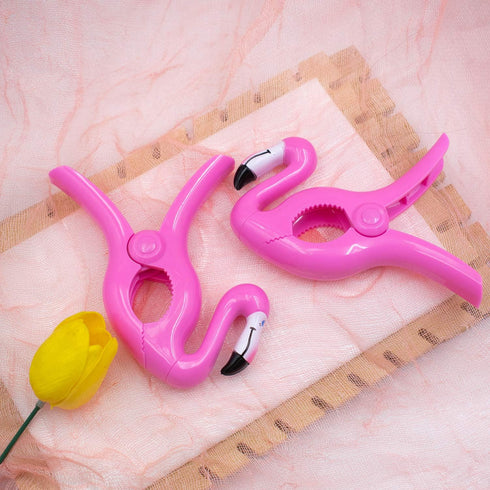 AUEAR Lovely Towel Clips, Chair Holders for Beach or Home, Portable Secure Accessories, Pink Flamingo, 4-Pack