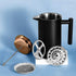 Black French Press Coffee Maker 12oz, Stainless Steel Insulated Coffee Press with Rose Gold Lid, 2 Extra Screens & 1