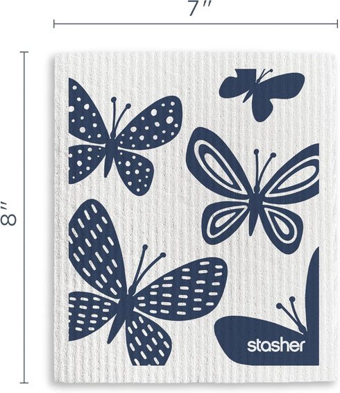 3-Pack 7" 8" Stasher Swedish Dishcloths for Kitchen, Reusable Dish Cloths, Super Absorbent, Soft, Washable