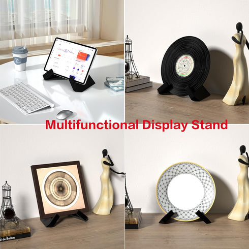 Cookbook Stand for Kitchen, Black Recipe Book Holder for Counter, Wooden Plate Display Stand for Tabletop