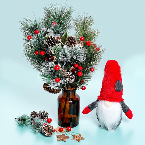 cnomg 216pcs Set, (216, Artificial Pine Cones Pine Branch Fake Natural Pinecones Acorns Red Berries Christmas Decor