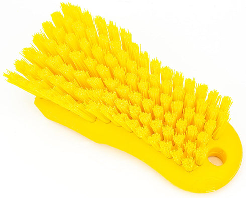 6 Inches, SPARTA Plastic Cutting Board Scrub Brush with Hanging Hole for Washing Cutting Boards, Yellow