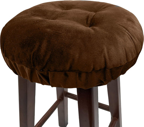 Augld Bar Stool Cushion, Soft Velvet Padded Round Stool Cover, 12" Velvet Coffee