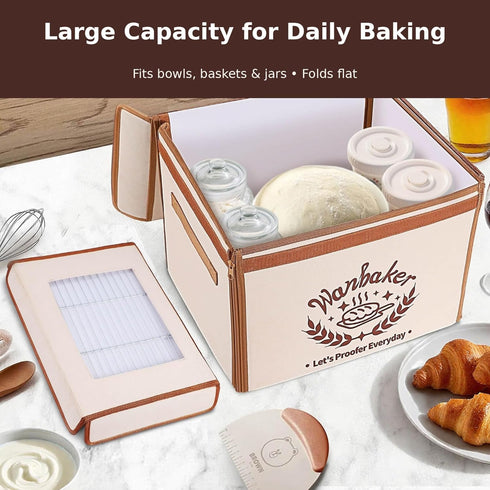 Wanbaker 68-131F 99H 6-Layer Folding Bread Proofing Box, Temp Control Timer, Foldable Dough Proofer for Sourdough