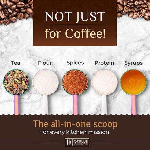 Orblue Premium Coffee Scoop Set - 1 Tbsp (15ml) & 2 Tbsp (30ml) Measuring Tablespoon, Pack of 2