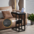 1 Set,Black VECELO C Shaped End Table with Charging Station & Power Outlets, Quick Access Side Table for Sofa, C