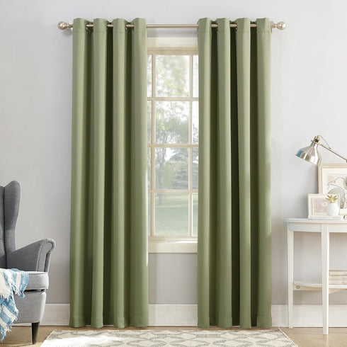 Sun Zero Soho Blackout Energy Efficient Grommet Curtain Single Panel, 54" x 84", Sage Green