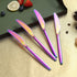 HOMQUEN Rainbow Dinner Knives, 4 Pieces, 9" Stainless Steel Modern Design with Colorful Titanium Plating