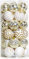 30PCS Christmas Balls Ornaments - 60MM Gold & White Painted Shatterproof Hanging Decorations for Tree
