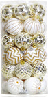 30PCS Christmas Balls Ornaments - 60MM Gold & White Painted Shatterproof Hanging Decorations for Tree
