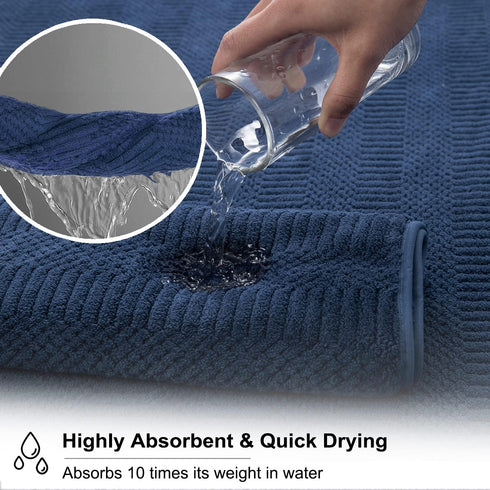 8 Set-2 Sheets,2 Towels,4 600GSM Oliven Pcs Navy Oversized Bath Sheet Large Bath Towel Hand Washcloths Soft Highly