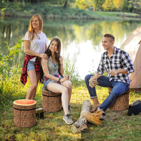 3 Pack 12 12 Inches Lawei Tree Stump Storage Stools, x Folding Stool Ottoman with Foam Cushion, Collapsible Storages
