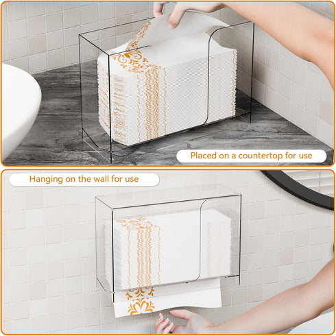 Bathroom,Home,Counter Dispenser,1 Cq acrylic Multifold Paper Towel Dispenser & Box for Top and Kitchen,Clear Guest