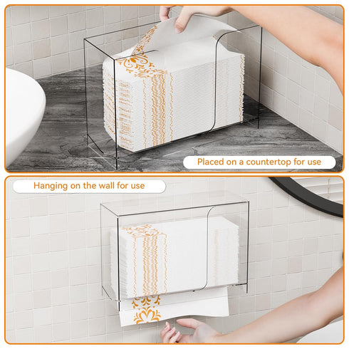 Bathroom,Home,Counter Commercial Cq acrylic Multifold Paper Towel Dispenser & Box for Top or Wall Mount, Clear Paper