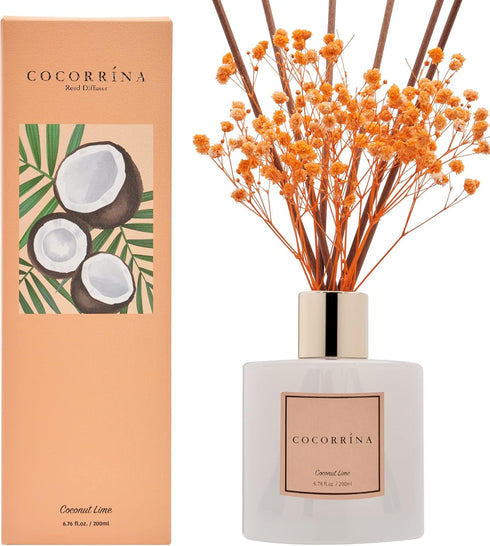 Cocorrna Premium Reed Diffuser Set with Preserved Baby's Breath & Cotton Stick