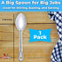 Super Strong, Ergonomic 11 in Serving Spoon 1 Pk. Big, Solid Stainless Steel Spoons for Cooking, Baking, and Basting