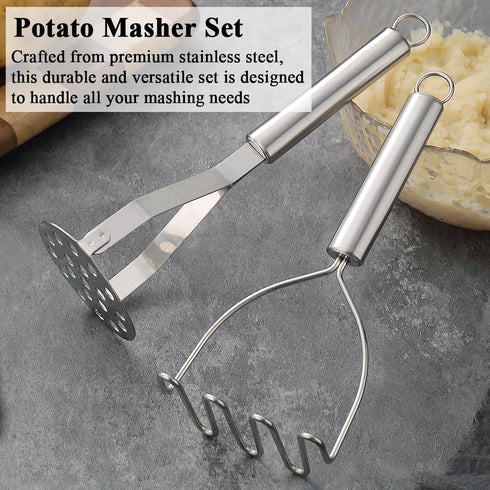 ReaNea 2pcs, Potato Masher Stainless Steel Mashed Potato Masher Kitchen Tool, Durable Mash Potatoes Masher Kitchen