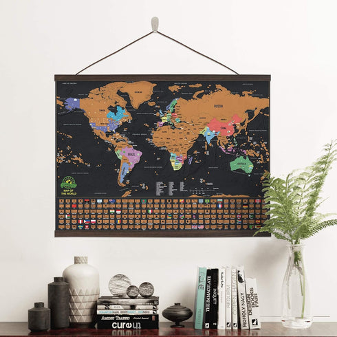 Magnetic Poster Hanger Frame - 24 inches Wooden Frame for Scratch Off Maps, Prints, Photos, Canvas Artwork
