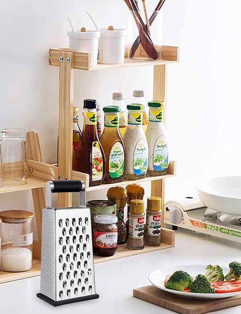 Box Grater for Cheese, Stainless Steel Vegetable Slicer Food Shredder, 4-Sided Kitchen Gadgets