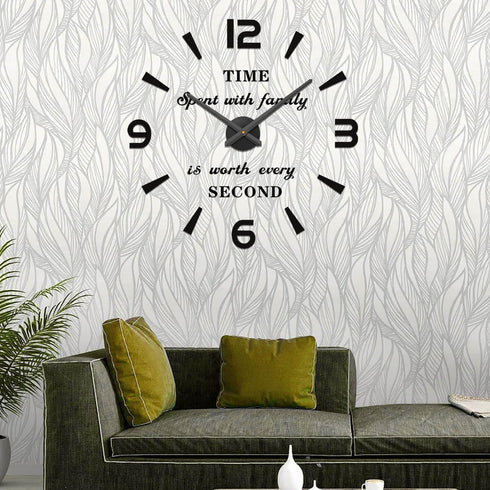 VANGOLD Oversized Wall Clock, Decorative Wall Clocks for Living Room Decor, Battery Operated, Black