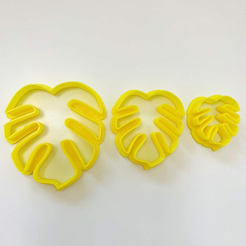CHENRUI Cookie Fondant Cutters Set of 3 Monstera Leaf Polymer Clay Cutters