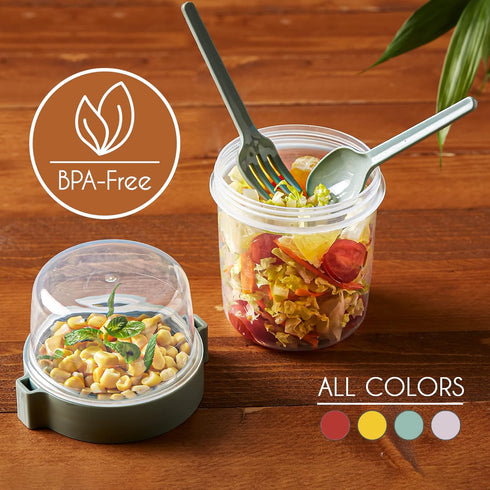 4 Pack 22 oz Crystalia On The Go Yogurt Parfait Cups with Lids & Spoon, Large Breakfast Plastic Bowls with Topping