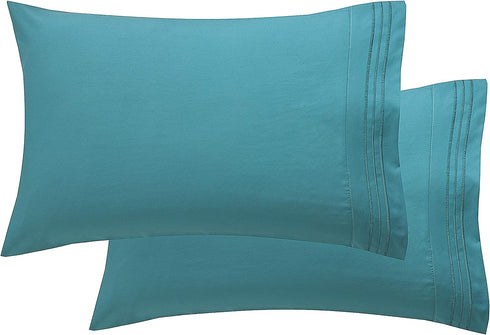 Elegant Comfort Luxury Ultra-Soft Pillowcase Set, 2-Piece, Standard/Queen Size, 1500 Premium Microfiber, Turquoise