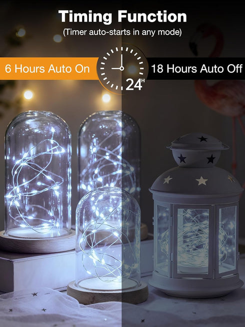 12Pack 7ft 20 3 Fairy Lights with Timer, LED Twinkle Light Battery Operated Modes, Mini String Lights for Christmas