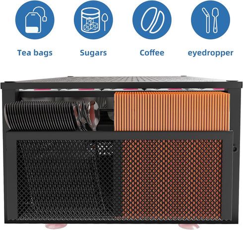 Simple Trending Coffee Pod Holder for K-Cups, 2 Tier Sliding Storage Drawer, Black