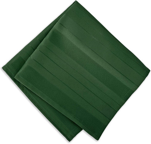 Newbridge Christmas Hunter Green Satin Stripe Fabric Tablecloth, 52 x 52 Inch Square, Holiday Woven Stripe