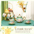 20 Set Set 6 Pcs Porcelain Tea for Adults with Metal Holder and Spoon European Ceramic Tea Party Flower Painting Teapot