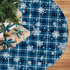 Christmas Tree Skirt, 48 inches Blue Buffalo Plaid with White Snowflake for Holiday Party Decorations