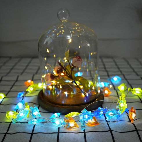 14ft 40 8 Decorman Tropical Fishes Decorative String Lights, LED Modes Cool White Weatherproof Battery Operated Ocean