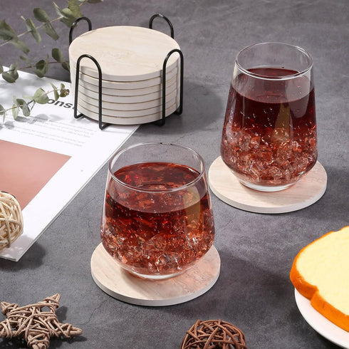 9 Billbotk 4 Inches Pieces Ceramic Coasters for Coffee Table Absorbent, Drink Coasters with Holder, Marble Style