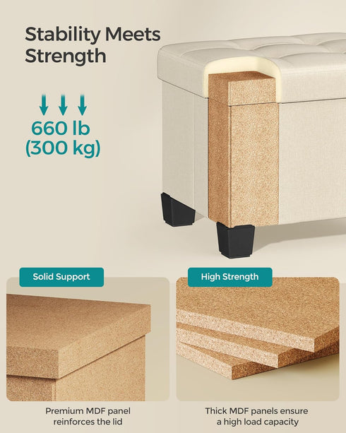 12.6 15.7 13.2 Inches 660 lb, ULSF012W01 SONGMICS Storage Ottoman, Small Ottoman Foot Rest with Legs, x x Foot Stool