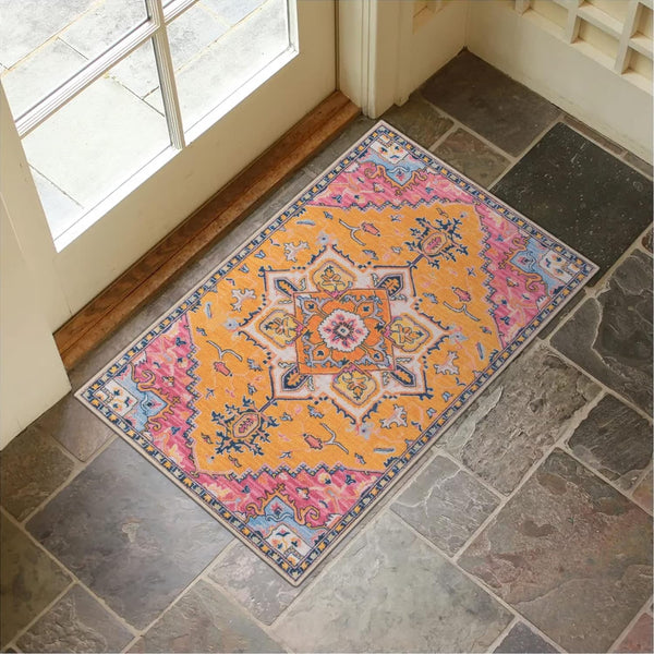 Collive Washable Indoor Door Mat 20" x 32", Non-Slip Retro Floor Mat for Quick Absorbent Entrance Rug, Kitchen Home