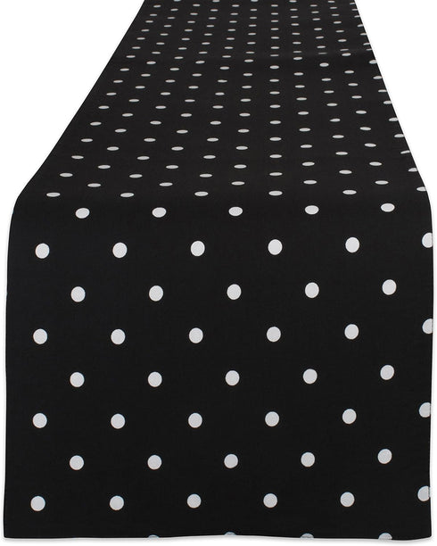 DII Polka Dot Kitchen Collection - Table Runner, 14x72, Black/White Reversible