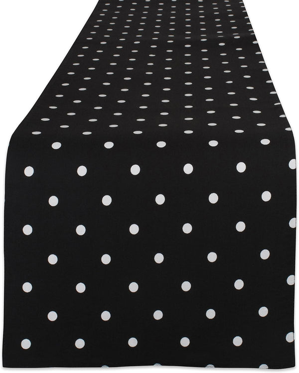 DII Polka Dot Kitchen Collection - Table Runner, 14x72, Black/White Reversible