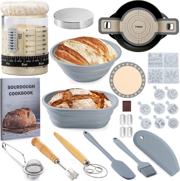 Sourdough Starter Kit, Sourdough Bread Baking Supplies, 40oz Sourdough Starter Jar, Silicone