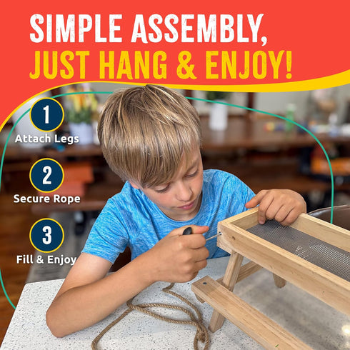 Set, 6+ SparkJump Picnic Table Feeder for Squirrels - DIY Woodworking Project for Kids and Families, Includes Tools