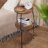 3 Small Round Side Table- Tier End Table with Storage Shelf, Slim Industrial Coffee Table for Small Spaces, Living