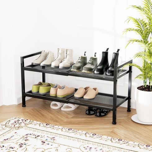 neatevday 2 Closet, Tier Shoe Rack, Expandable Shoe Rack for Adjustable Shoe Organizer for Entryway, Shoe Storage