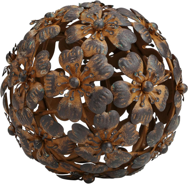 Everydecor Metal Decorative Sphere for Home Decor - Antique Brown Shelf Spheres for Living Room, Bedroom