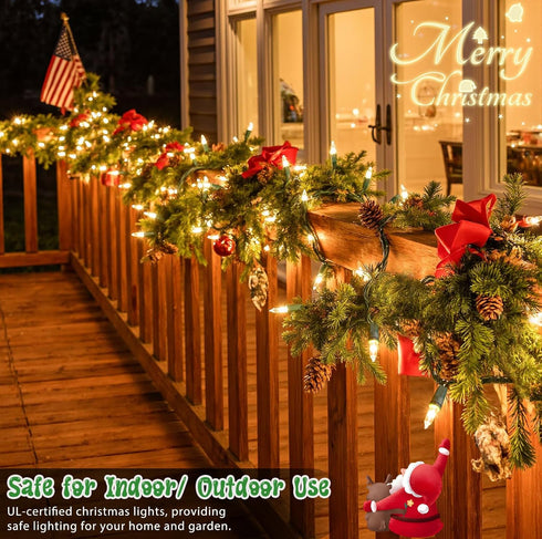 2Pack 50-Count 13FT Warm White Christmas Lights, Incandescent Mini String Lights Green Wire, UL Certified Connectable