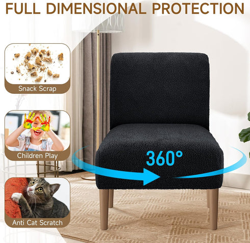 XIAROGEE Armless Armless 1) Teddy Wool Accent Chair Cover Soft Chair Slipcover Accent Chairs Covers without Arms