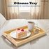 YACEYACE 13.7"x8.6"x2" Serving Tray for Ottoman, Small Bamboo Serving Tray with Handles, Trays for Ottoman, Coffe