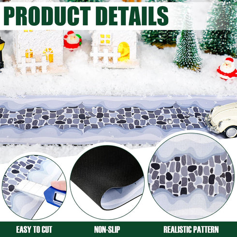 Haull Christmas Village Accessories - Snow Cobblestone Road Mat for Christmas Village Landscape, 4.7 x 47.2 Inch